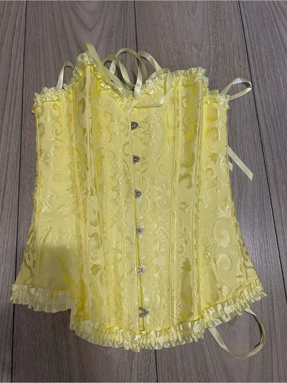 Yellow Floral Brocade Corset Top - Women
